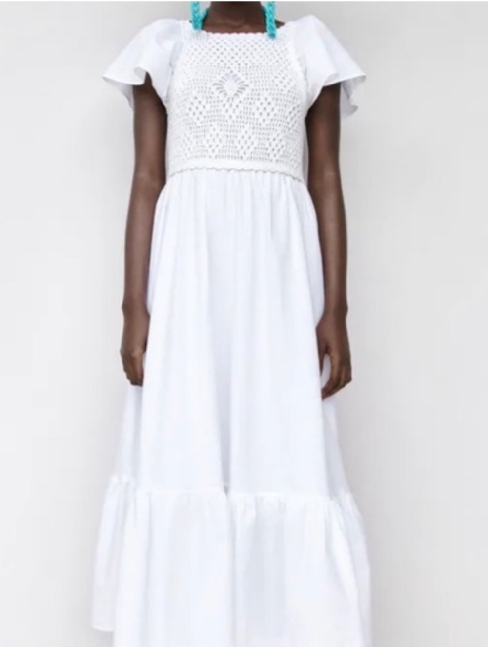 Zara Crochet Linen Blend Maxi Dress